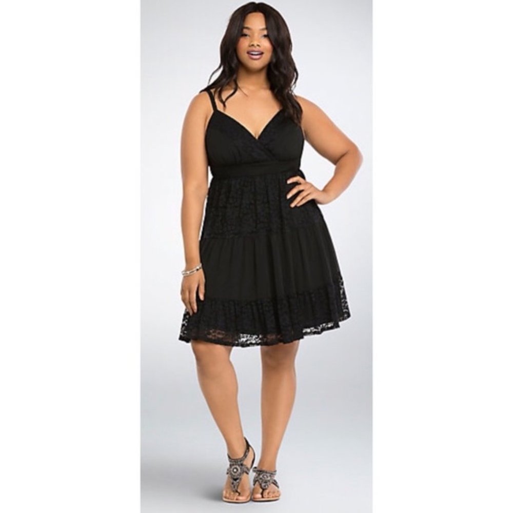 Torrid Black Lace Lined Babydoll Dress 2X